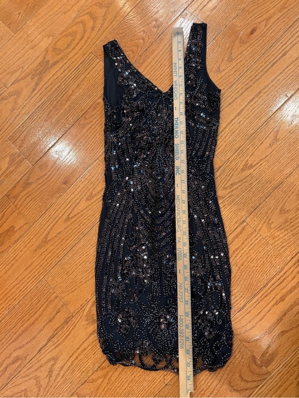 Minuet Black Sequin Beaded Art Deco Bodycon Cocktail Dress Size Small NWT - Picture 4 of 7